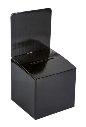Cardboard Ballot Box, Removable Header, Slanted Top - Black
