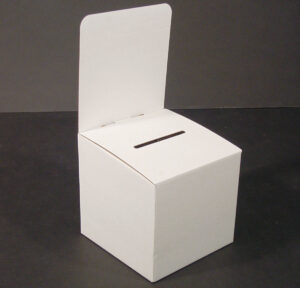 Cardboard Ballot Box, Removable Header, Slanted Top - Black