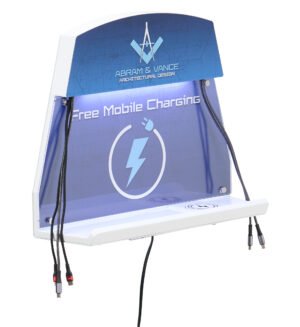 Cell Phone Charging Station w/ Custom Graphics, 5 Cords and Wireless Charging - White