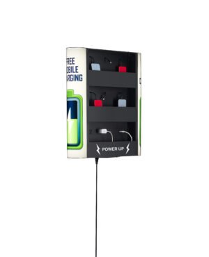 Cell Phone Charging Station, Wall Mounted or Floor Standing w/ Stock Graphics- Black