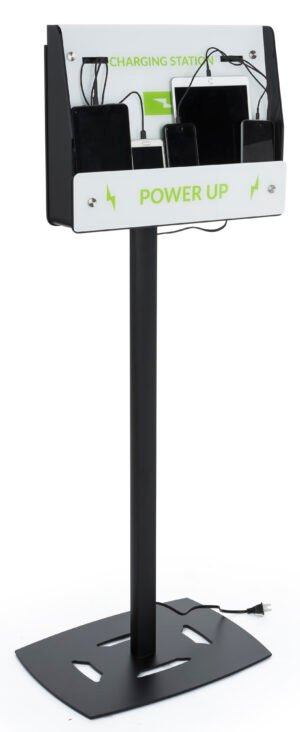 Charging Kiosk for Floor, 10 Cables, 8-Pin Charging u0026 Micro-USB, Custom Graphics