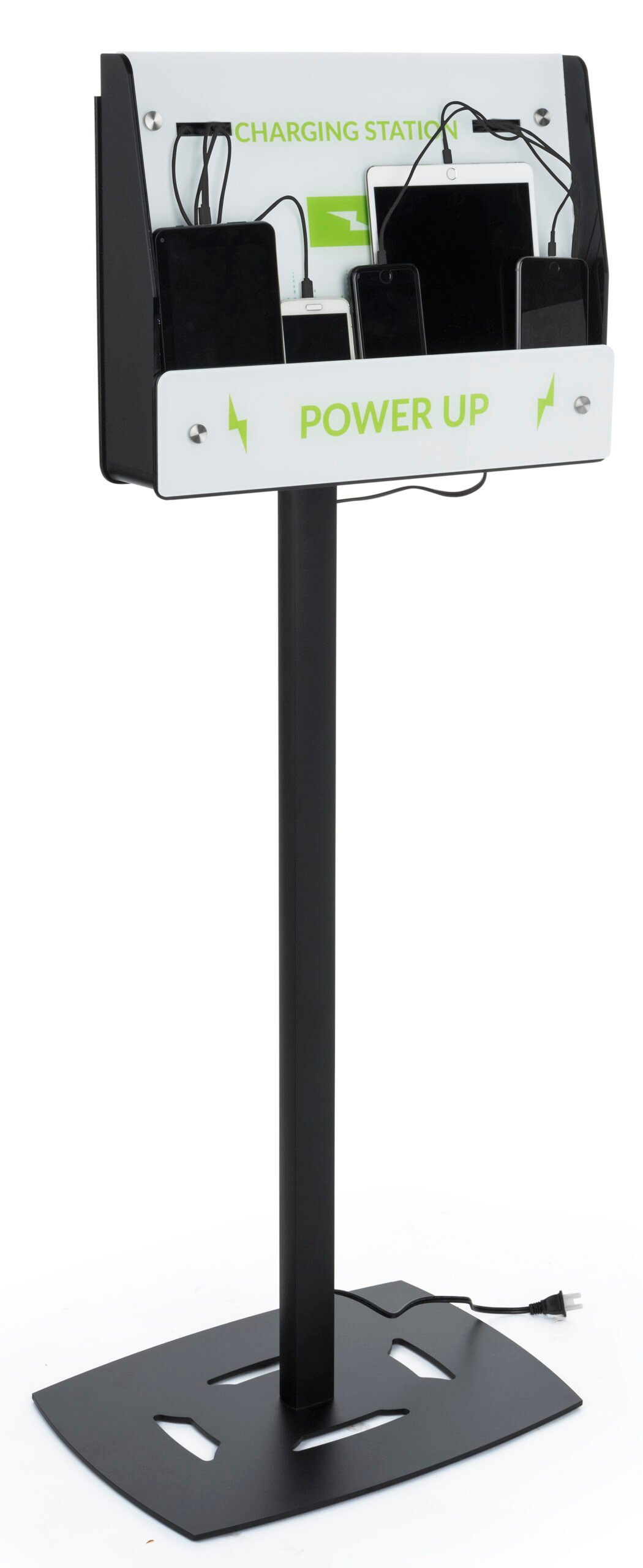 Charging Kiosk for Floor, 10 Cables, 8-Pin Charging u0026 Micro-USB, Custom Graphics