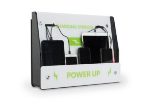 Charging Kiosk for Wall, 10 Cables, 8-Pin Charging u0026 Micro-USB, Custom Graphics