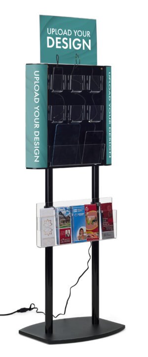 Charging Station for Floor, Side Panel Graphics, 8 Cables, 17 x 11 Sign - Black