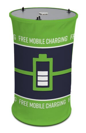 Charging Table w/ 6 Retracting Cables, 1 Wireless Pad, Stock Graphics, Portable