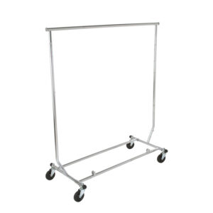 Collapsible Clothing Rack with Adjustable Hangrail, Caster Wheels