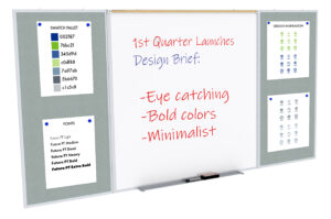 Combination Bulletin Board and Whiteboard w/ Eraser and 4 Color Markers - White/Gray