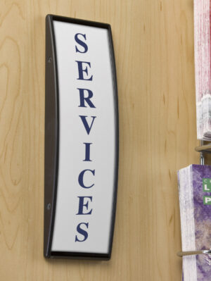 Curved Adhesive Wall Sign Holder, Snap-Out Lens