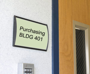 Curved Adhesive Wall Sign Holder, Snap-Out Lens
