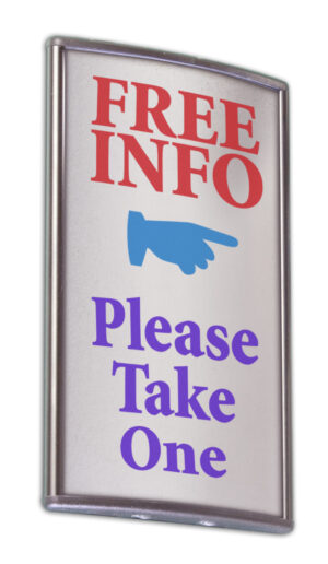 Curved Adhesive Wall Sign Holder, Snap-Out Lens