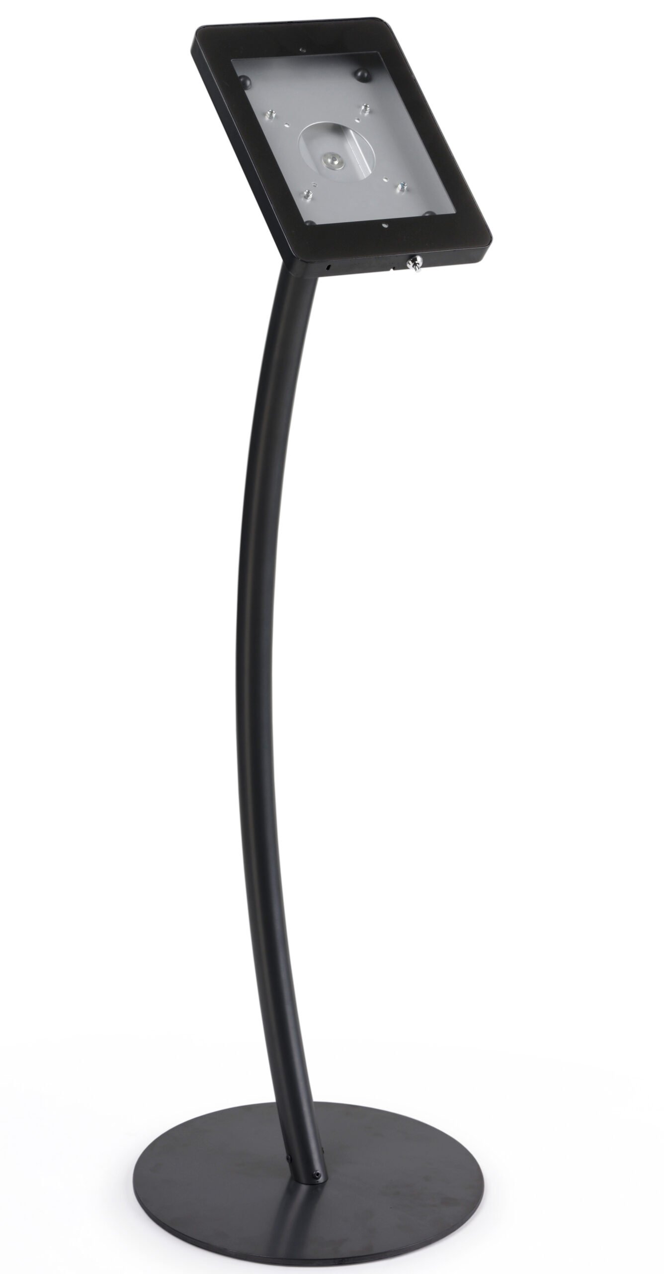 Curved iPad Floor Stand w/ Enclosure, Rotating u0026 Tilting Bracket