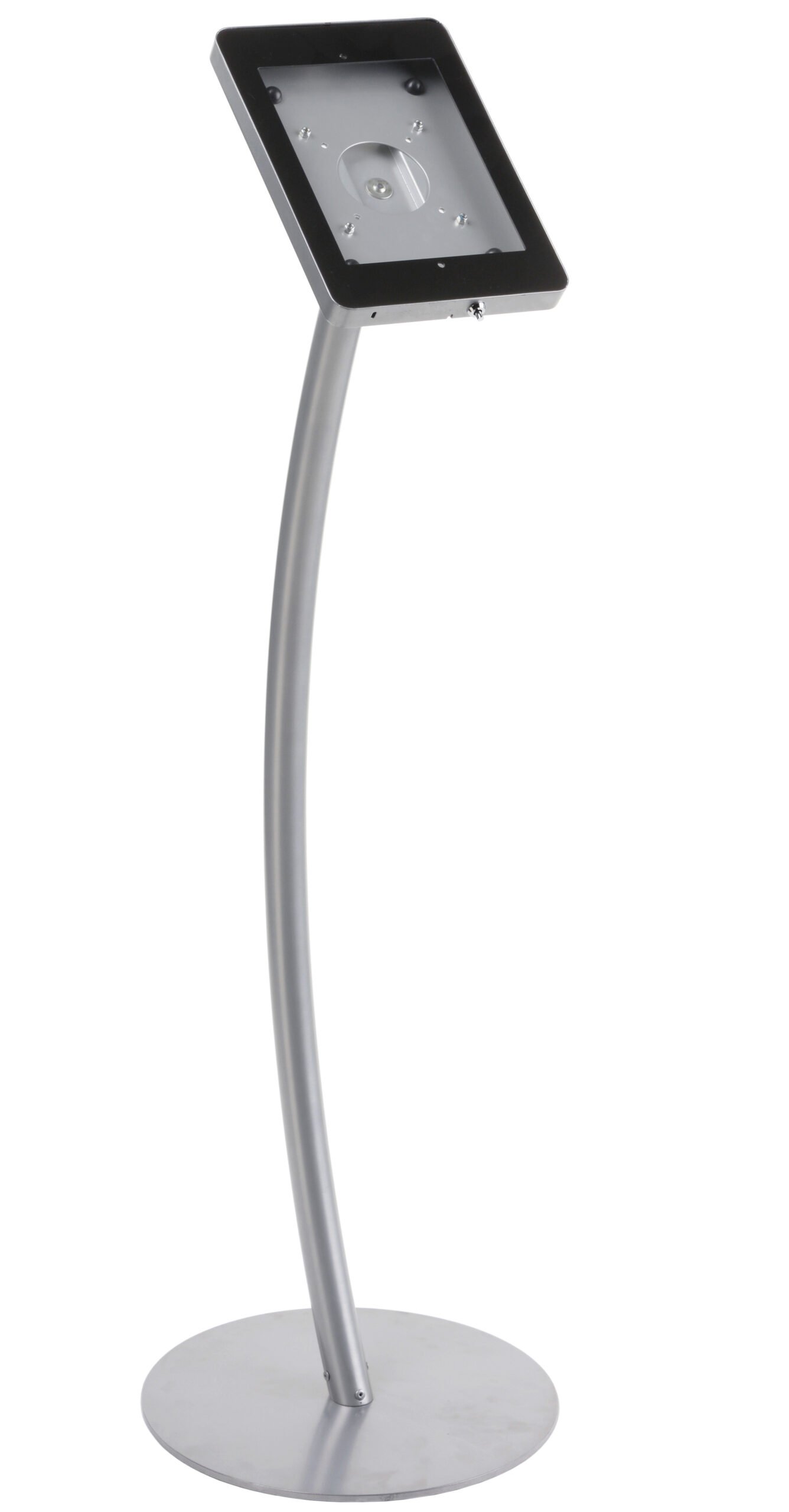 Curved iPad Floor Stand w/ Enclosure, Rotating u0026 Tilting Bracket