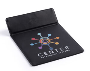 Custom Printed Wireless Mouse Pad w/ Qi Charging, USB Port - Black