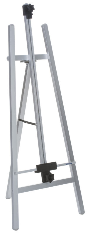 Display Easel for Floor with Adjustable Top and Bottom Bars - Silver