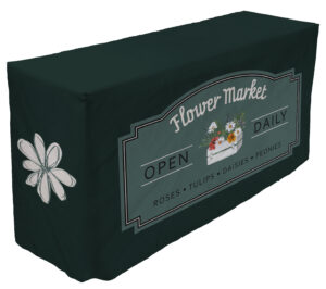 Fitted Table Cover with Custom Graphics, Full Back u0026 Zipper - Multiple Size Options