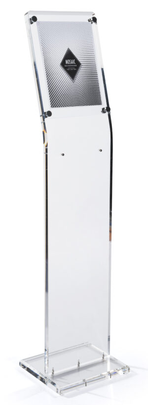 Floor Standing Menu Stand, Acrylic Faceplate, Angled Display - Clear