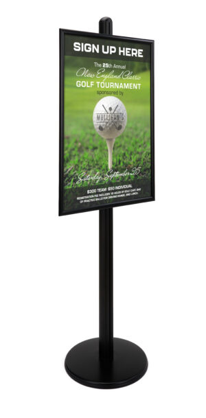 Floor Standing Poster Holder, Snap Frame, Single-Sided, Round Base