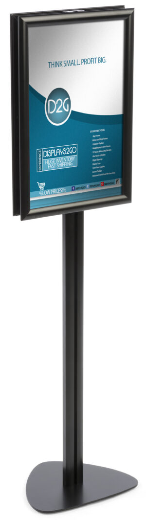 Floor Standing Sign Holder, Snap Open Frame, Double-Sided - Black