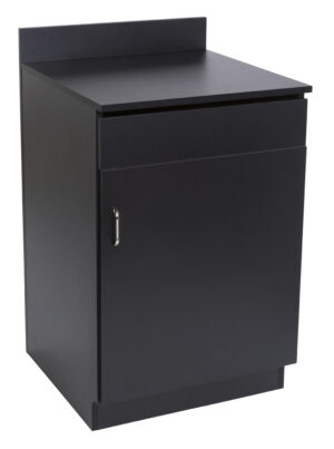 Hostess Station with Enclosed Cabinet u0026 Pull-Out Drawer, Adjustable Shelf - Black
