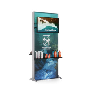Illuminated SEG Tower With Monitor Mount and Adjustable Shelves