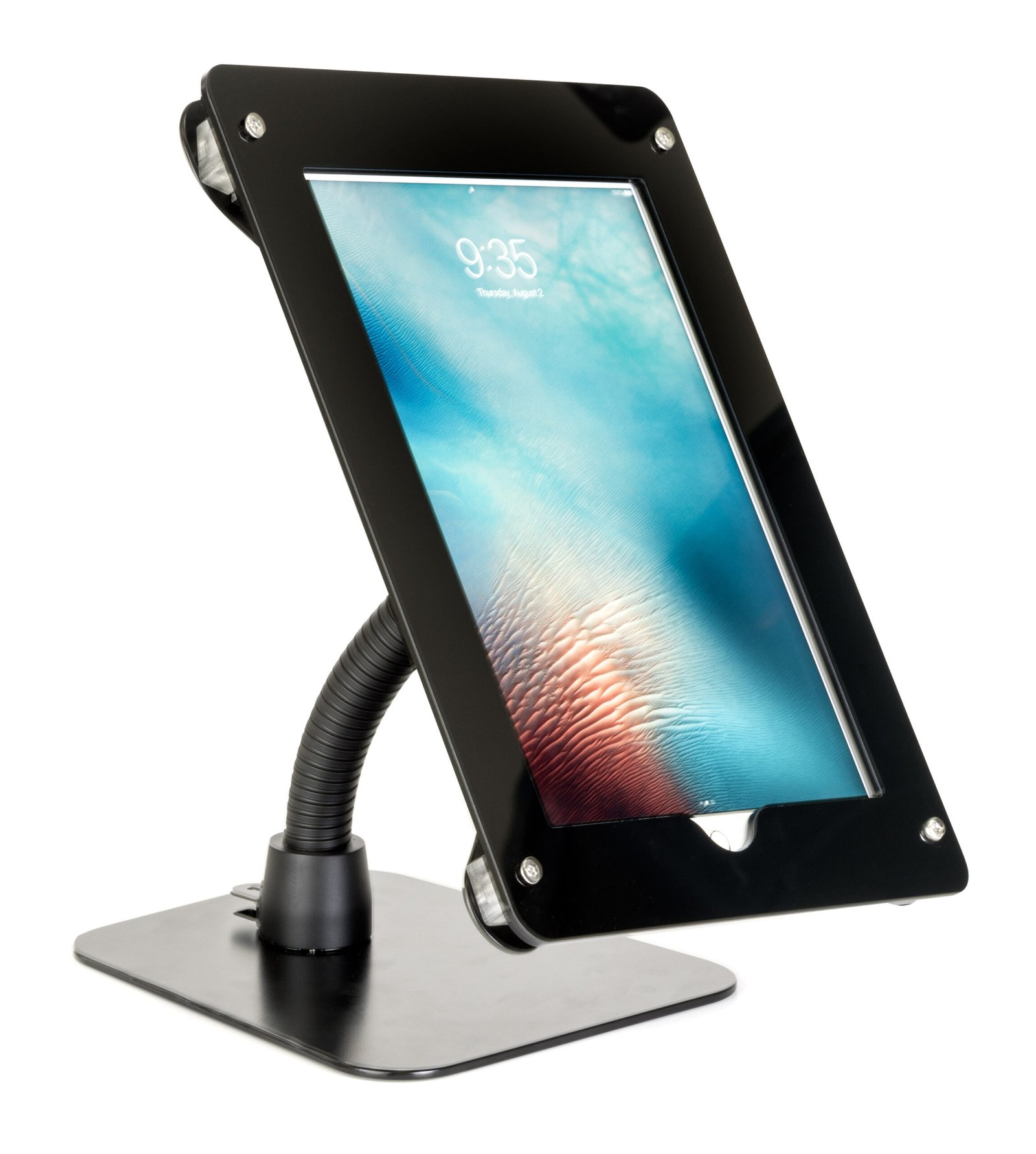 iPad 12.9” Counter Stand, Acrylic Enclosure, Gooseneck Arm