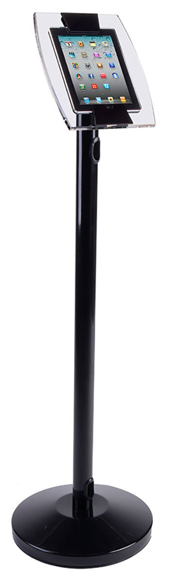 iPad Floor Stand w/ Acrylic Enclosure, Tilting Bracket u0026 Cord Management