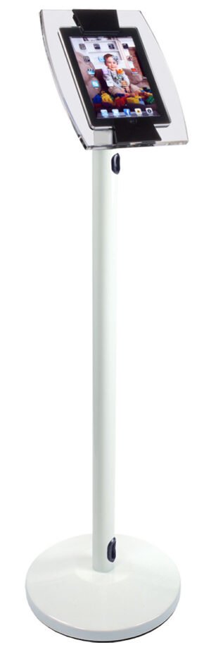 iPad Mini Floor Stand with Acrylic Enclosure, Rotating u0026 Cord Management - Black