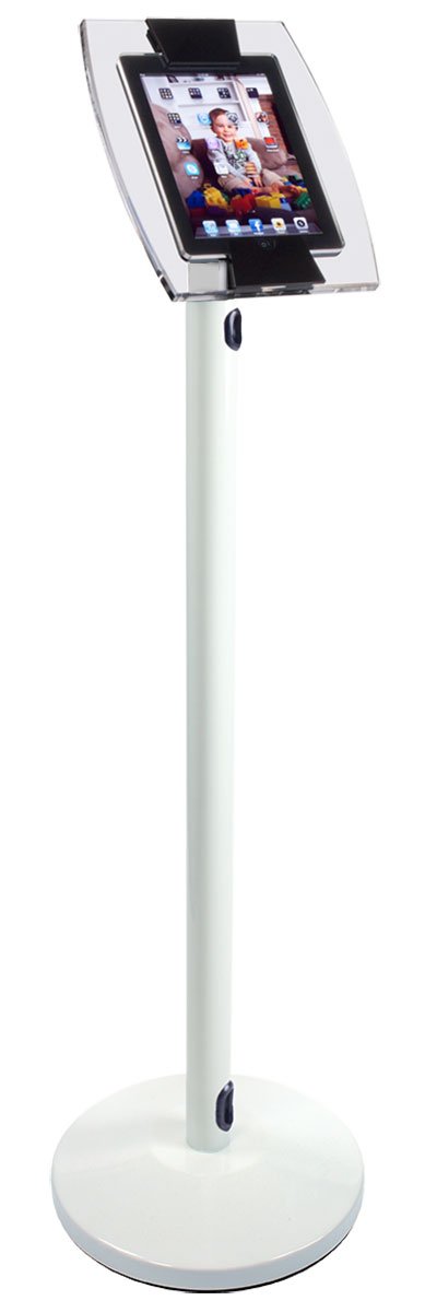 iPad Mini Floor Stand with Acrylic Enclosure, Rotating u0026 Cord Management - Black