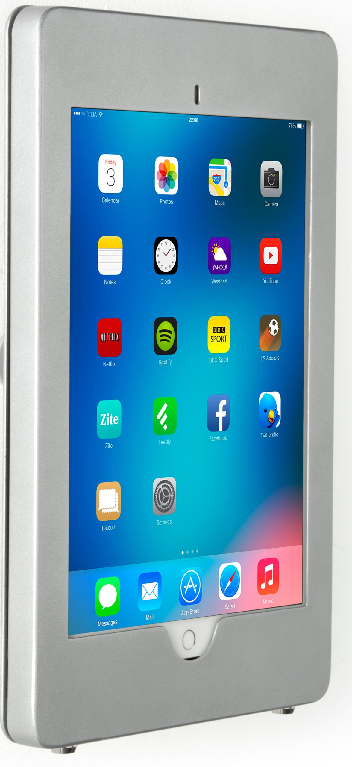 iPad Pro Wall Fixture w/ Exposed Home Button, Tilting u0026 Rotating Bracket - Silver
