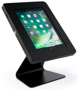 iPad Tablet Counter Stand, Foam Padding, Locking u0026 Rotating Enclosure