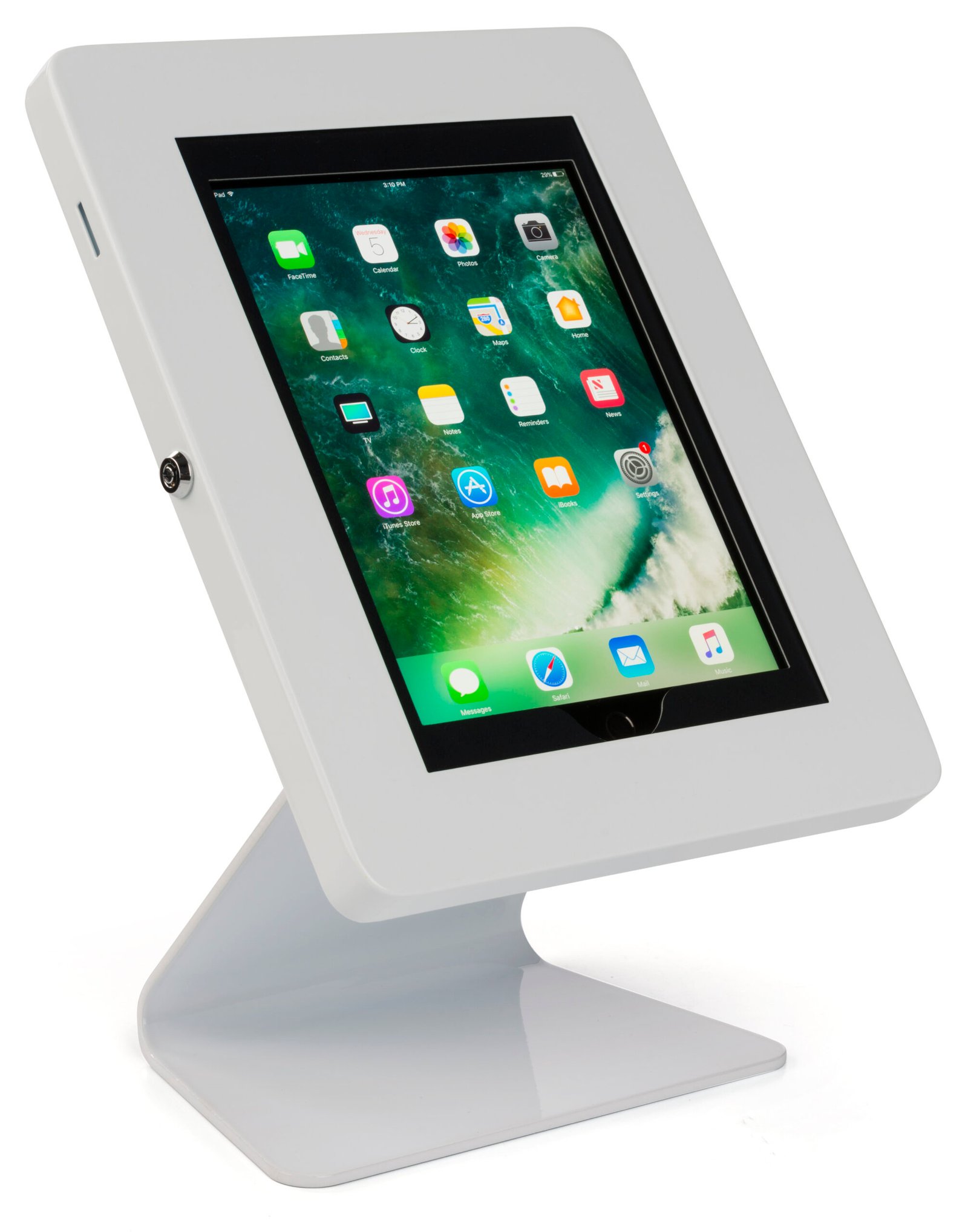 iPad Tablet Counter Stand, Foam Padding, Locking u0026 Rotating Enclosure