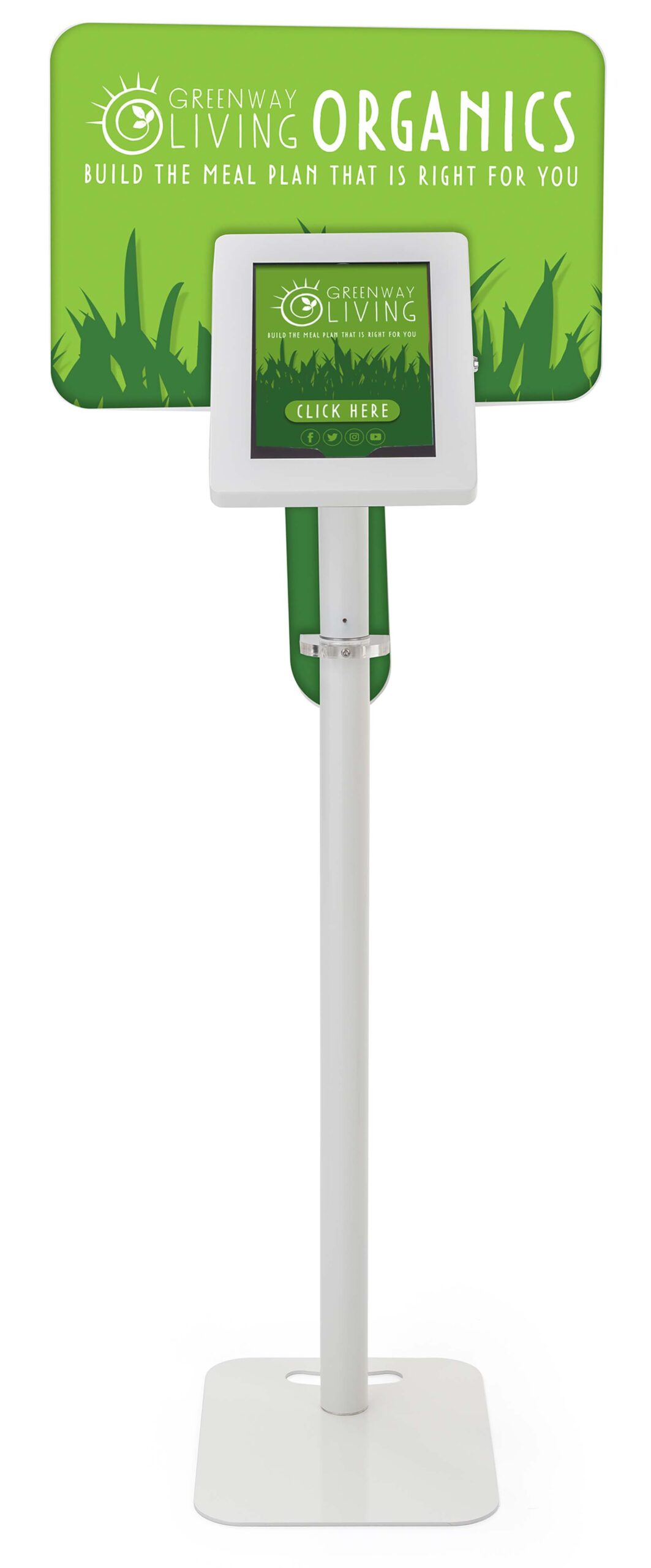iPad Tablet Floor Stand w/ Custom Printed Graphics, Locking Enclosure - Full Color