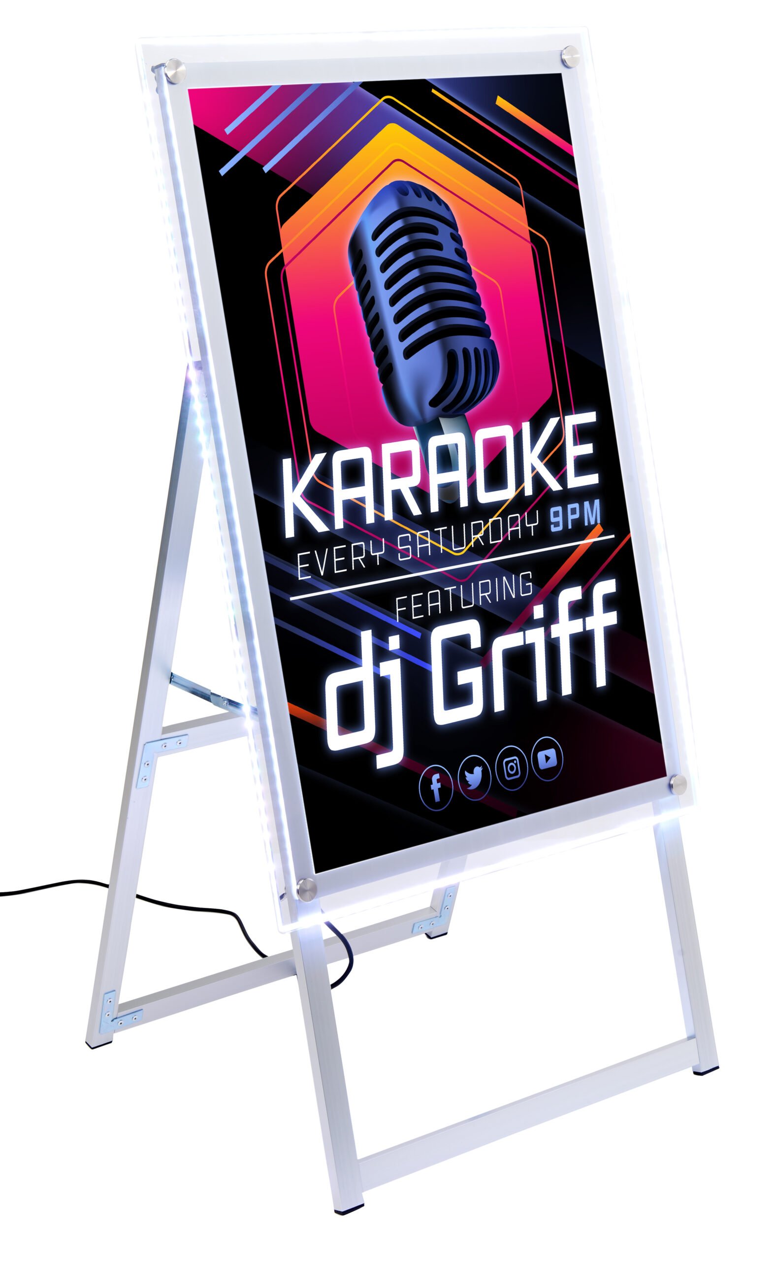 Light Box A-Frame Sign, Multiple Sizes, Color Changing LEDs, Remote Control - Silver