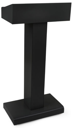 Metal Lectern for Floor, Pedestal Design with Open Storage, Steel - Black