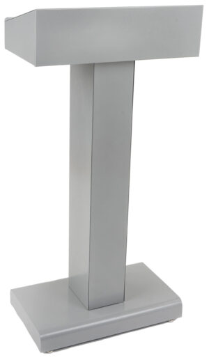 Metal Lectern for Floor, Pedestal Design with Open Storage, Steel - Black