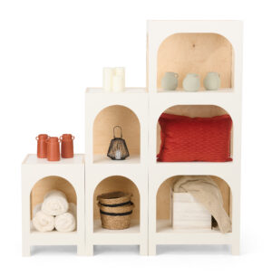 Modular Arched Display Shelf with Eco-Friendly Design, Floor Standing - White