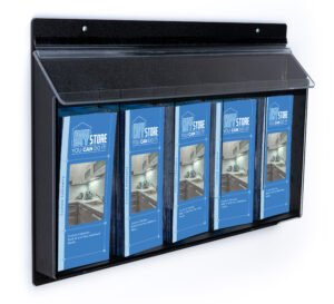 Outdoor Acrylic Brochure Wall Rack, Hinged Lid - Black