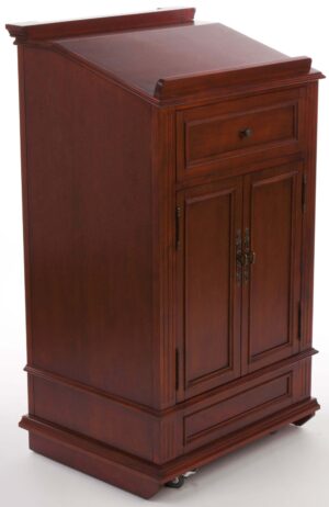 Podium for Floor, Cabinet, Drawer u0026 Wheels, Ornate Hardware - Black