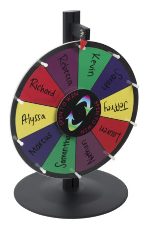 Prize Wheel with 10 Slots, Write-On Surface, Countertop – Multi-Color