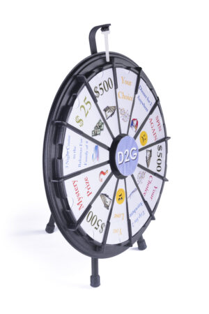 Prize Wheel with 12 Slots, Printable Templates, Countertop - Black