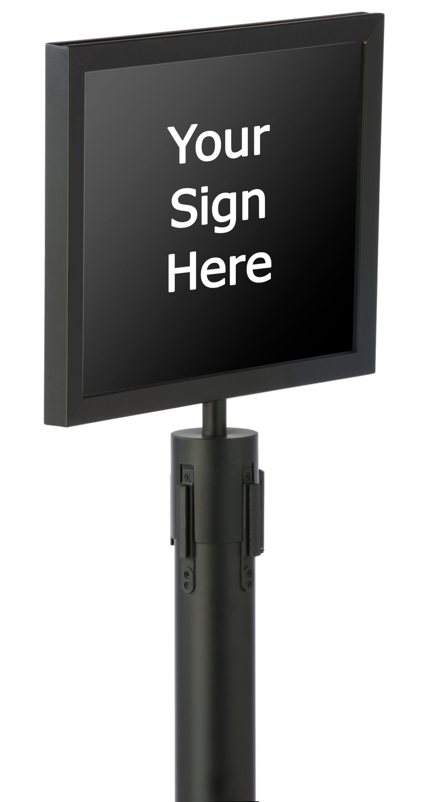 QueuePole.Economy 11 x 8.5 Stanchion Sign Frame, Slide-In Design, Landscape – Black
