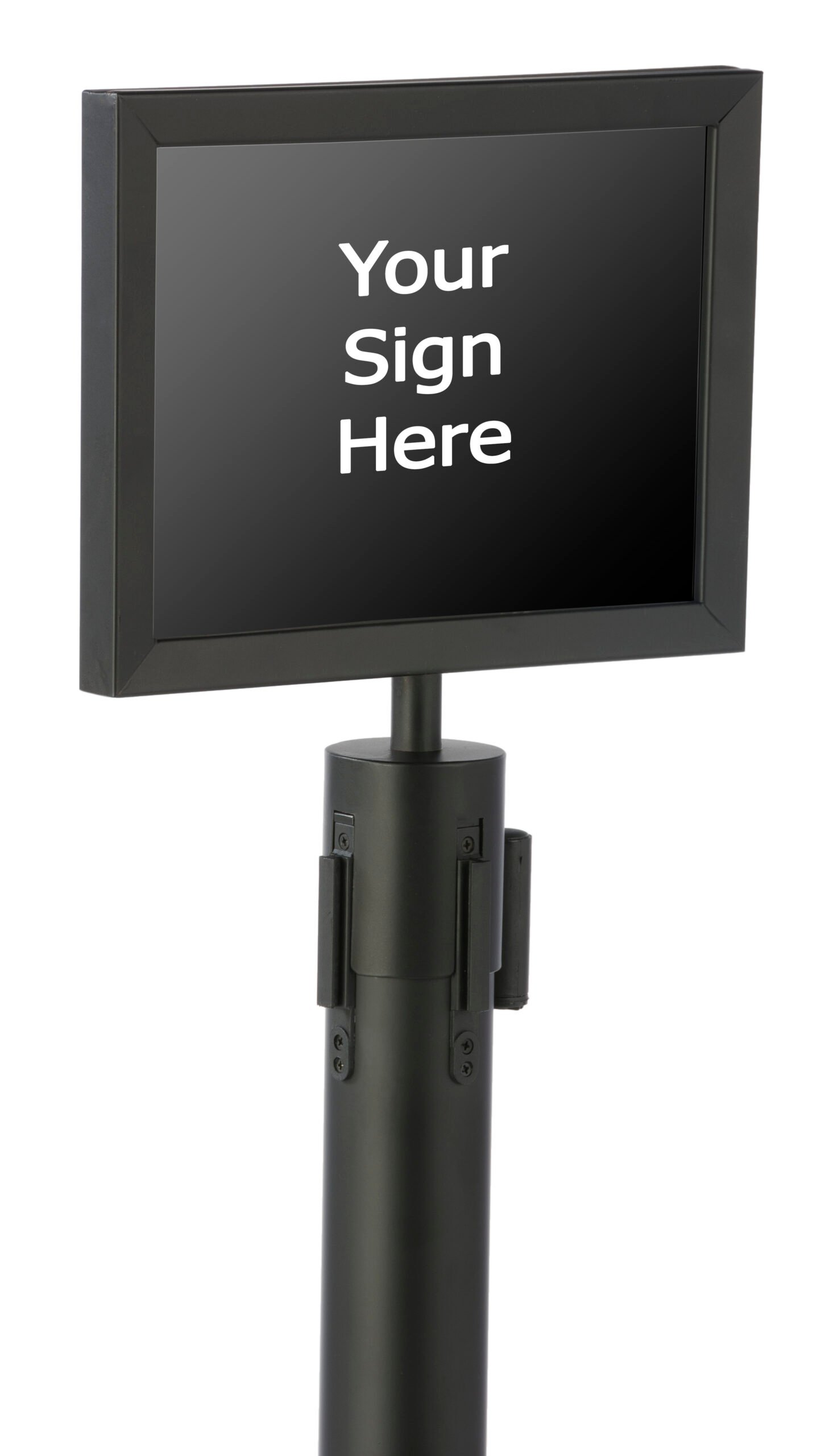 QueuePole.Economy 11 x 8.5 Stanchion Sign Frame, Slide-In Design, Landscape – Black