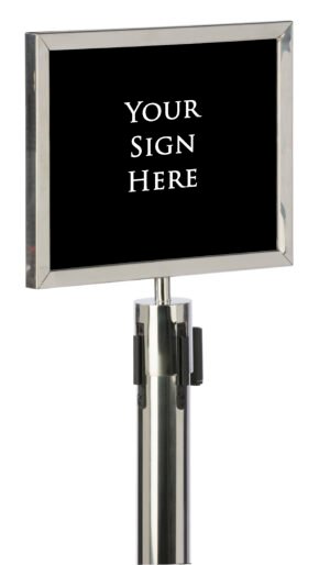 QueuePole.Economy 14 x 11 Stanchion Sign Frame, Slide-in Design, Landscape - Silver