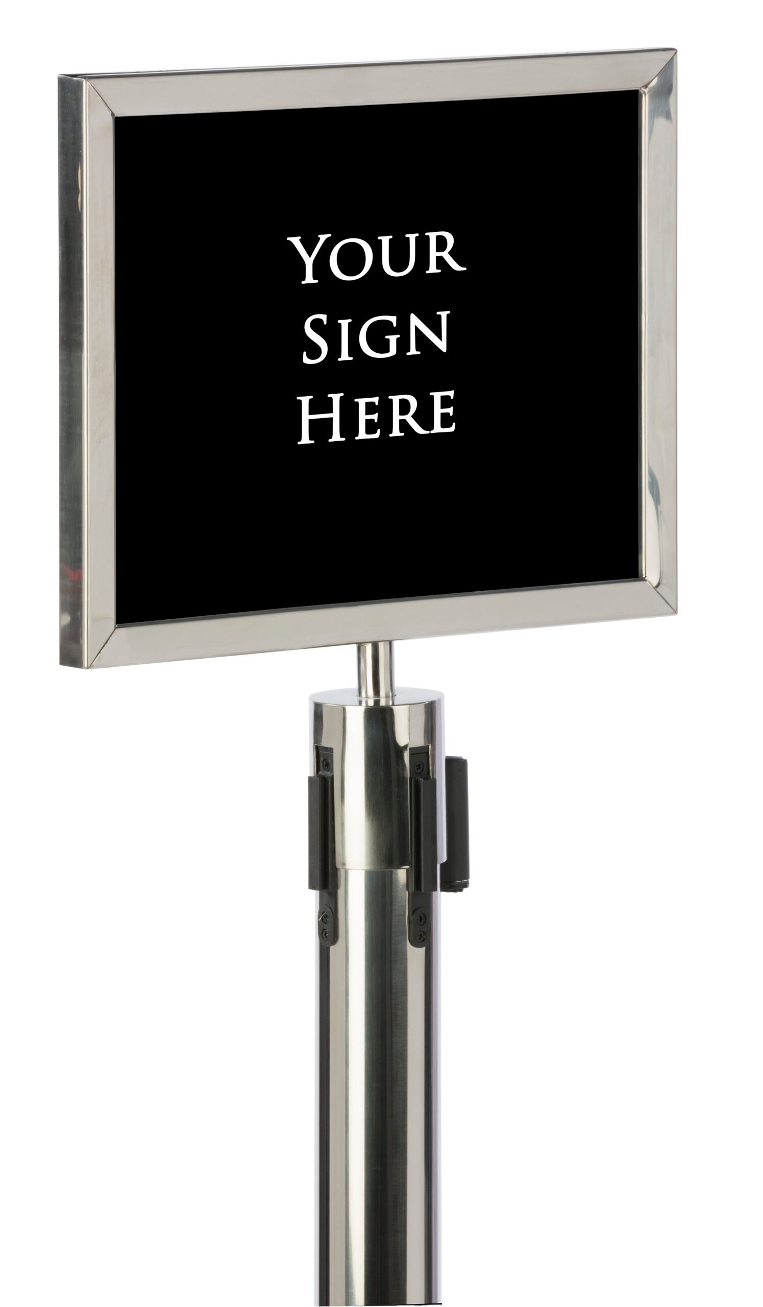 QueuePole.Economy 14 x 11 Stanchion Sign Frame, Slide-in Design, Landscape - Silver