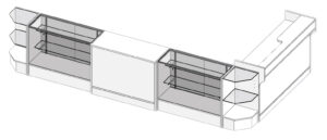 Retail Counter Configuration w/ 6 Components, Black Finish u0026 Tempered Glass Shelves