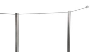 Set of (4) 16” QueuePole Slim Posts, 2 Wall Receptors, w/ 50’ Black Cord - Black