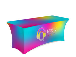 Stretch Table Cover w/ Open Back Design, Full or Front Printing - Custom Graphics