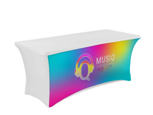 Stretch Table Cover w/ Open Back Design, Full or Front Printing - Custom Graphics