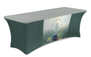 Stretch Table Cover w/ Open Back Design, Full or Front Printing - Custom Graphics