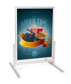 T-Frame Sidewalk Sign Stand, Double Sided, Snap Frame - Silver